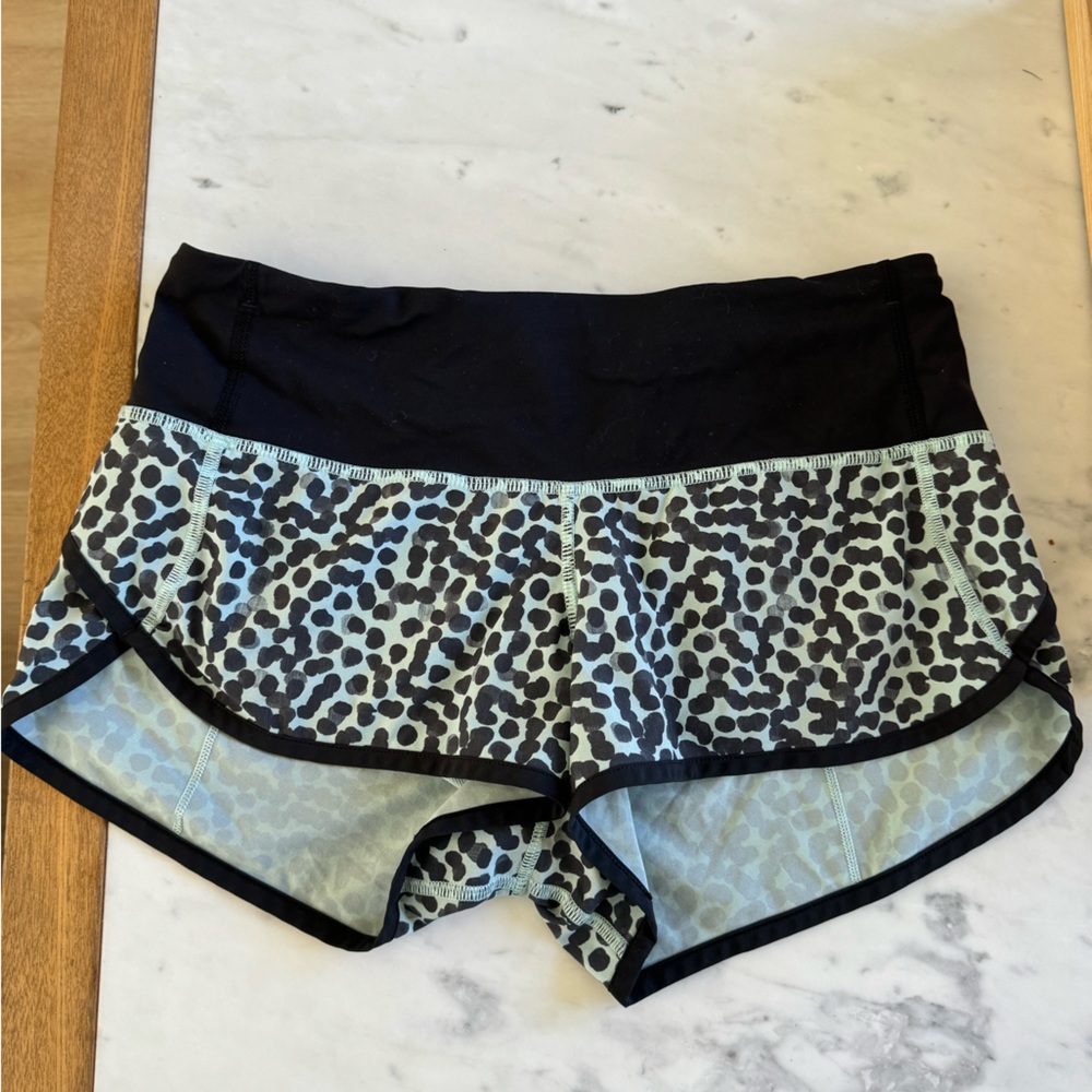 Lululemon Blue and Black Polka Dot Shorts